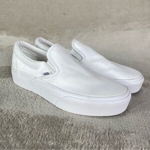 Vans Classic Slip On Platform Sneaker Shoes Size 9 White Canvas NEW